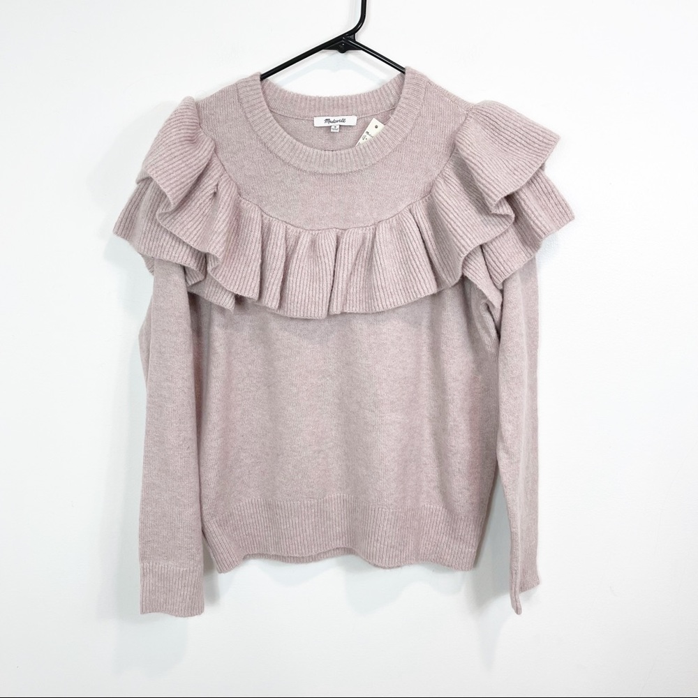 Madewell‎ Womens Ruffle-Yoke Sweater Coziest Yarn